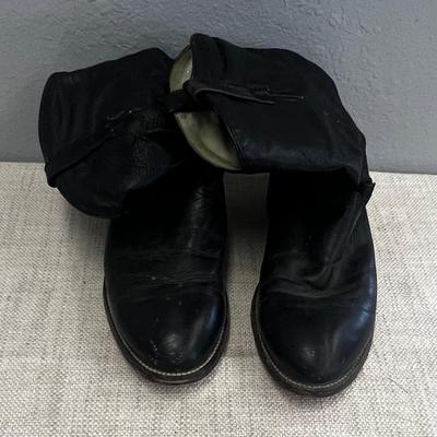 Leather Cowboy Boots Black Vintage Handmade in Mexico