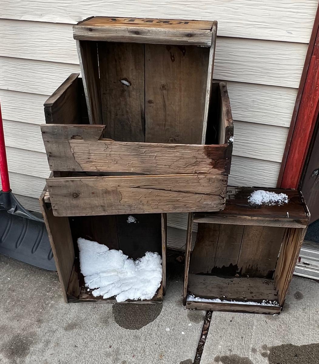 4 Vintage Wood Fruit Crates