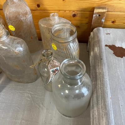 Collection of Clear Dump Mine Bottles 