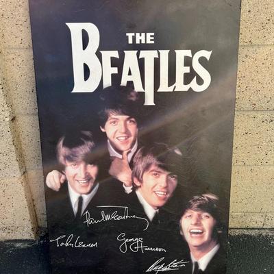 The Beatles Wood Framed Mural with Printed Signatures