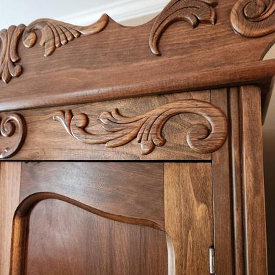 Antique 2 Door 2 drawer Armoire Cabinet w Key