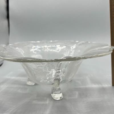 Vintage Fostoria Footed Floral Etched Console Bowl