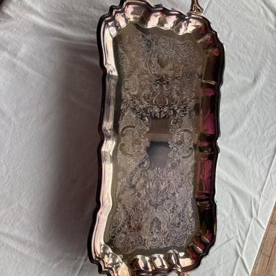 Large vintage silver plate handled serving tray