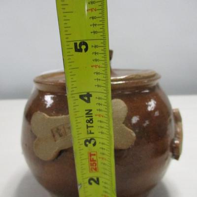 Handmade Pottery Dog Treat Jug/Crock & Bowl