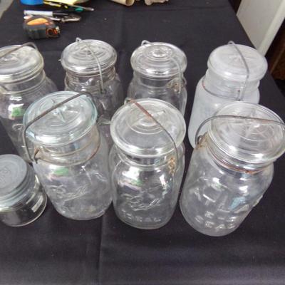 8 MASON JARS; 6 BALL AND 2 ATLAS.