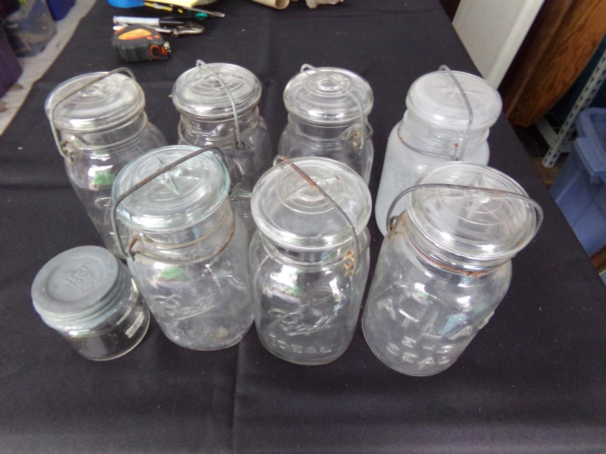 8 MASON JARS; 6 BALL AND 2 ATLAS.
