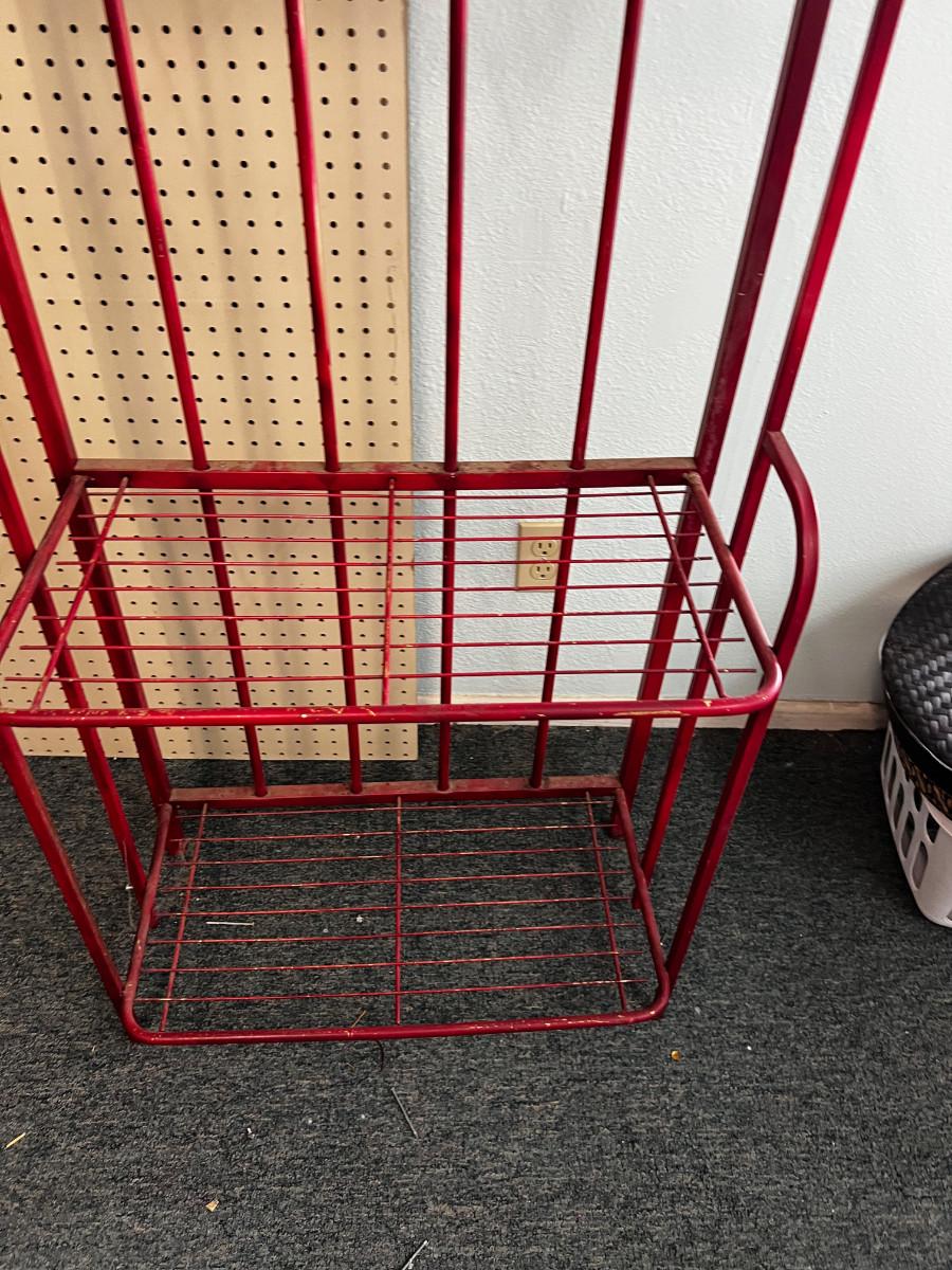 Red Metal Bakers Rack EstateSales