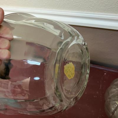 2 Glass Bowls Clear Patterned Glass 