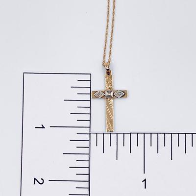 14K YG & Diamond Cross Pendant & 18