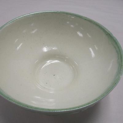 Vintage Royal Haegar Pottery Bowl Scroll Green/Cream