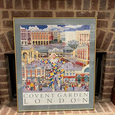 Covent Garden London Print Large Signed Christopher Rogers 1990 Framed Matted