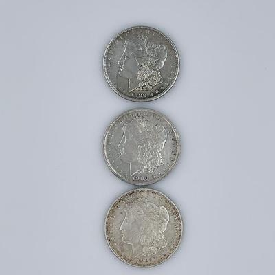 Three (3) ~ Morgan Dollars ~ 1899, 1900, 1921 ~ 90% Silver