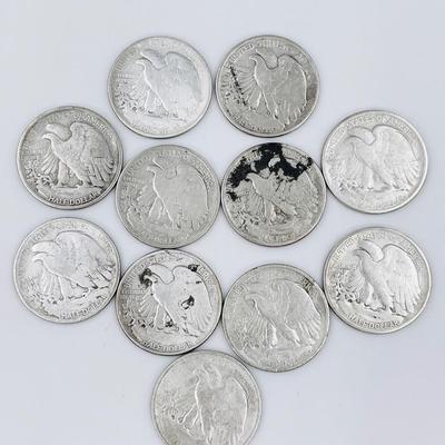 Eleven (11) ~ Walking Liberty Half Dollars ~ 90% Silver ~ 1936 thru 1945