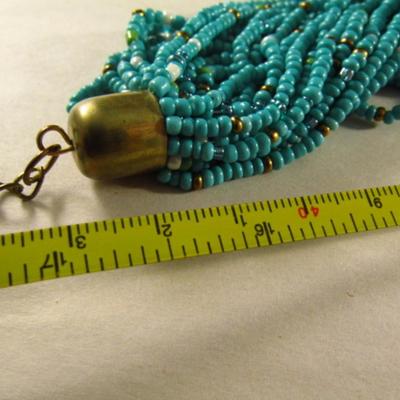 Beaded Multi-Strand Turquoise Necklace with Multi-Color Bead Accents (#48)