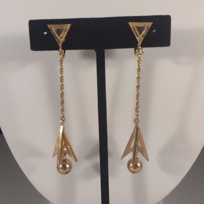 Trifari MCM Style Gold Tone Atomic Design Clip-on Earrings (#50)
