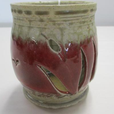 Hand Thrown Jeffcoat Pottery NC Beach Scene Candle Holder