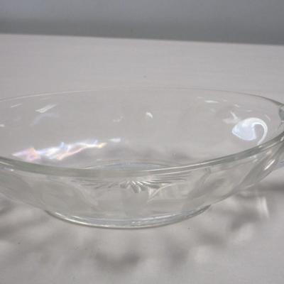 Crystal Etched Condiment Bowl & Glass Sugar Bowl With Flowers