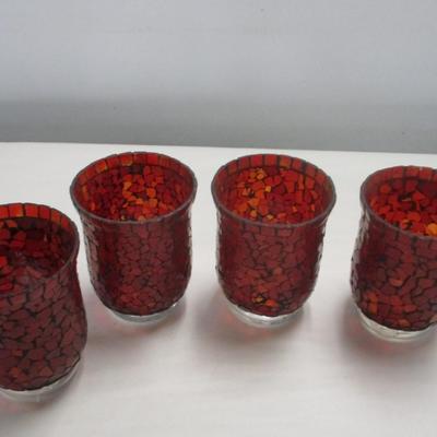 Red Mosaic Candle Holders