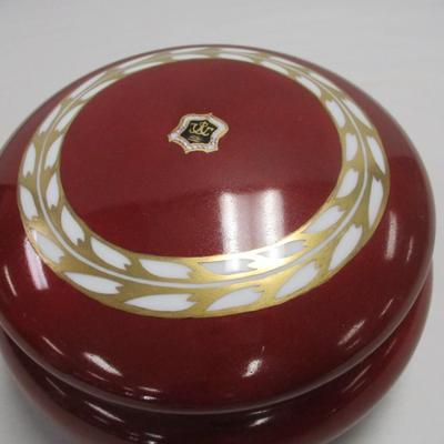 Antique Limoges Red Porcelain Candy Dish With Lid