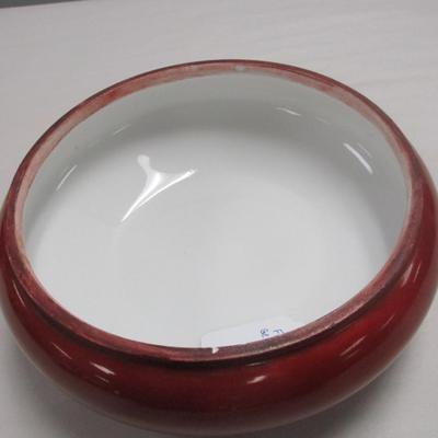 Antique Limoges Red Porcelain Candy Dish With Lid