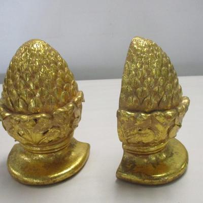 1995 Pair Of Gold Artichoke Bookends