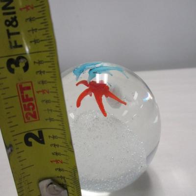 Dolphin Starfish Glass Paperweight