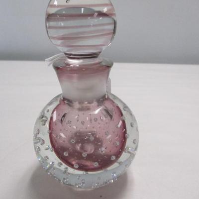 Vintage I. W. Rice Hand Blown Perfume Bottle w/Controlled Bubbles