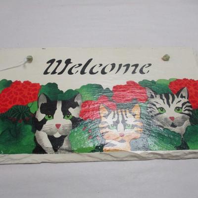 Slate Cat Welcome Sign