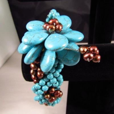Turquoise Floral Design Bracelet (#64)