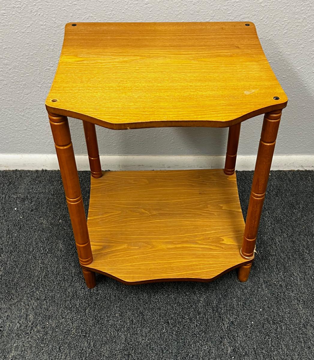 Golden Oak End Table with Turned Legs