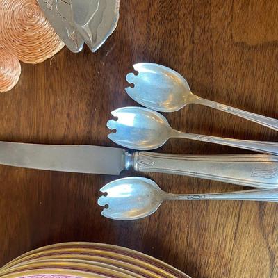 3 - Sterling silver ice cream spoons with matching table knife