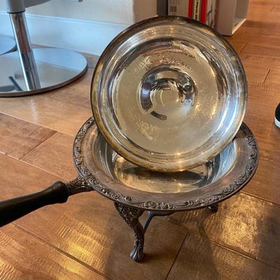 Sterling Silver Chafing Dish with wood handle