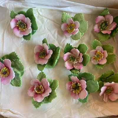 Royal Adderley England porcelain flower placecard / menu card holders