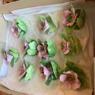 Royal Adderley England porcelain flower placecard / menu card holders