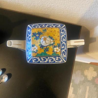 Square Yellow & Blue Chinese Teapot