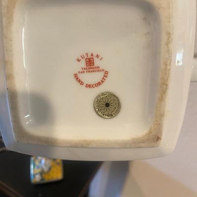 Square Yellow & Blue Chinese Teapot