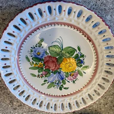 Austrian lattice edge cake plate with matching  bowl