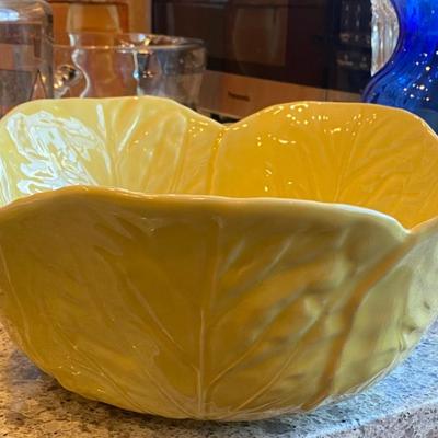 Bordallo Pinheiro Majolica Large Yellow Cabbage Salad Serving Bowl