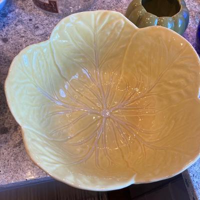 Bordallo Pinheiro Majolica Large Yellow Cabbage Salad Serving Bowl