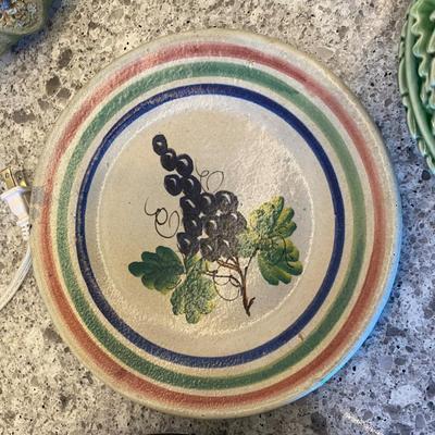Pottery Plates with hand painted fruit 
