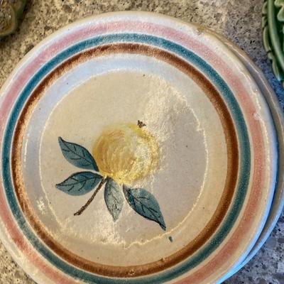 Pottery Plates with hand painted fruit 