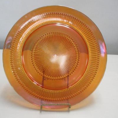 Vintage Jeanette Anniversary Carnival Glass Marigold Platter
