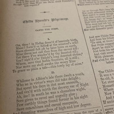 1800s Lord Byron Works In One Large Volume