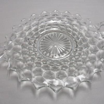 Vintage Fostoria American Clear Cube Handled Cake Plate