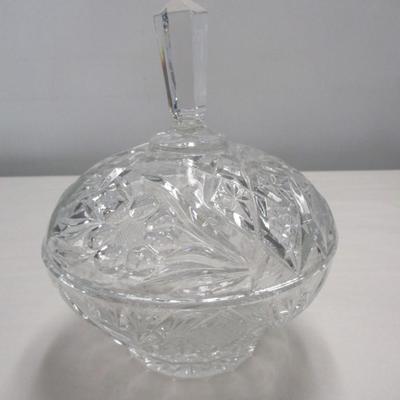 Vintage Pressed Glass Candy Dish With Lid