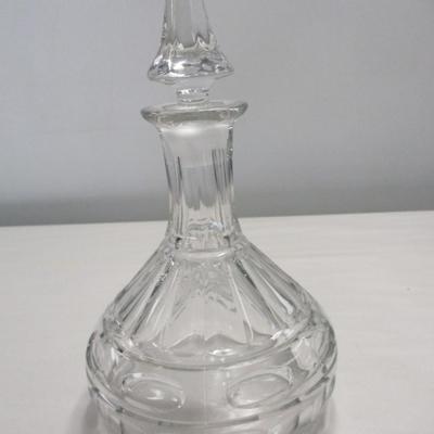 Vintage Clear Pressed Glass Thumbprint Whiskey Decanter