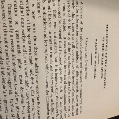 c.1916 History of Discovery of Solar Spots by Walter Mitchell POPULAR ASTRONOMY