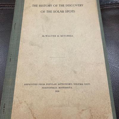 c.1916 History of Discovery of Solar Spots by Walter Mitchell POPULAR ASTRONOMY