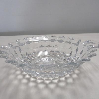 Vintage Fostoria American Clear Cube Handled Serving Bowl