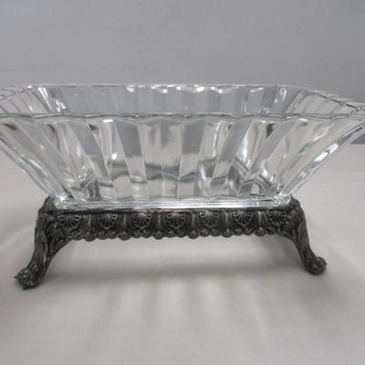 Glass Bowl Centerpiece With Metal Stand